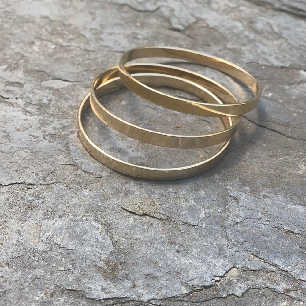 3 Gold Bangles Bracelets Set